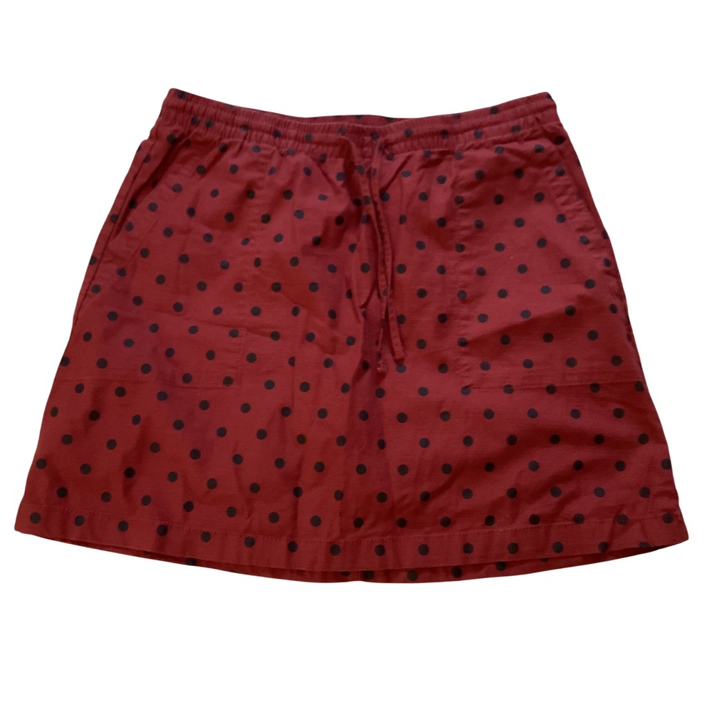 Lands End Womens Red Polka Dot Elastic Waist Drawstring Skirt Size 12